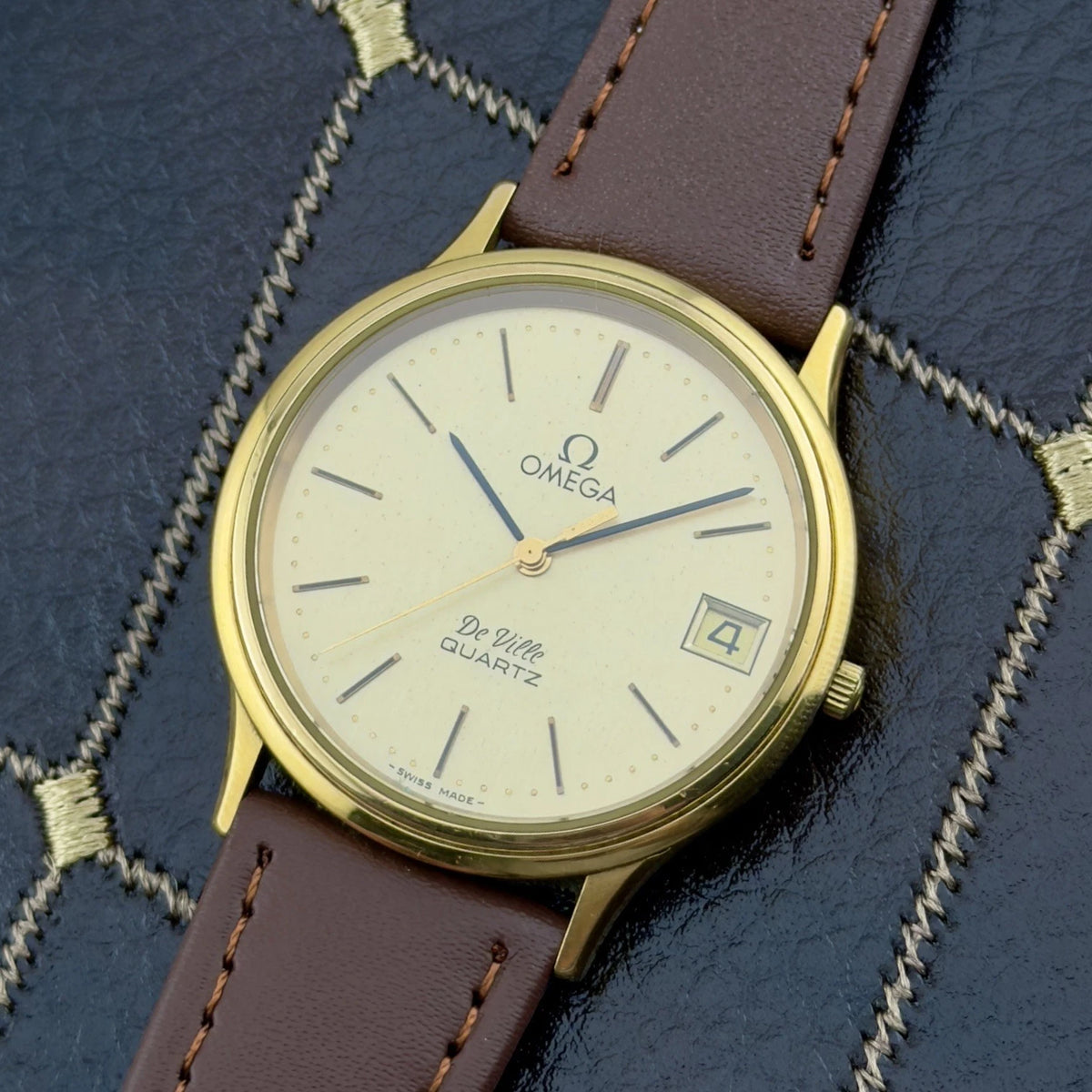 Vintage 1979 Omega De Ville Quartz - Gold Dial - Ref 196.0158