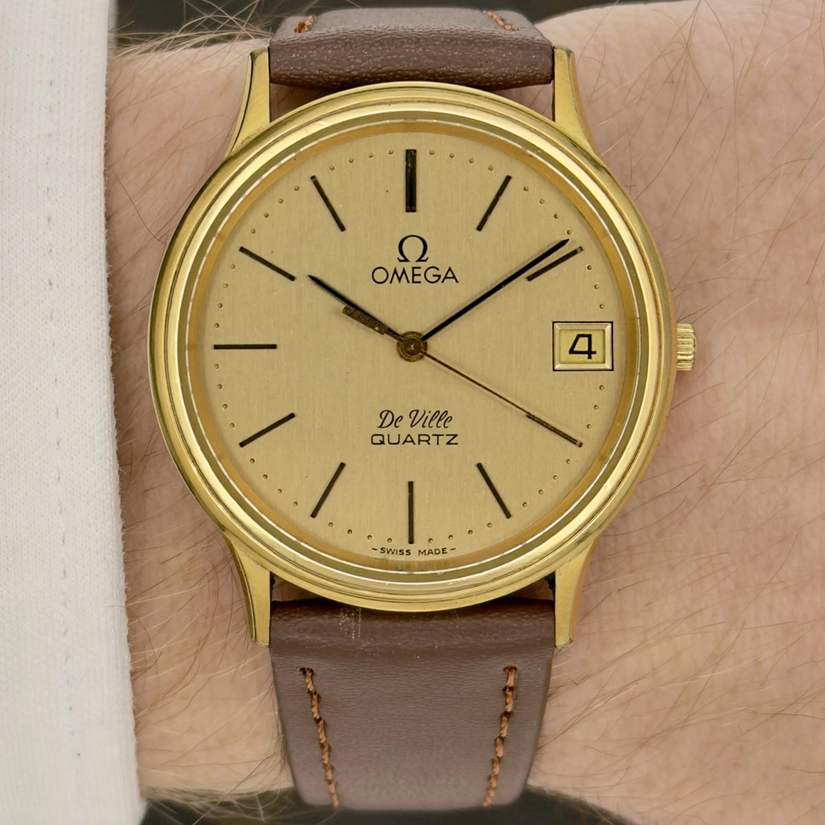 Vintage 1979 Omega De Ville Quartz - Gold Dial - Ref 196.0158