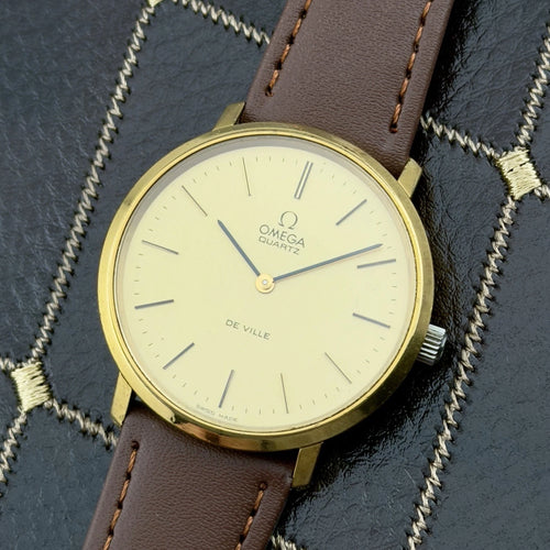 Vintage 1977 Omega De Ville Quartz - Gold Dial - Ref 191.0044