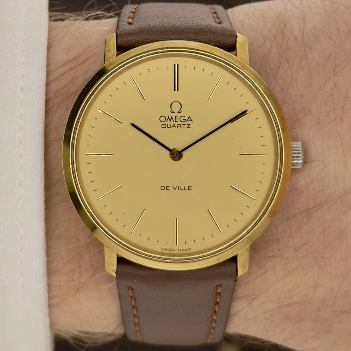 Vintage 1977 Omega De Ville Quartz - Gold Dial - Ref 191.0044