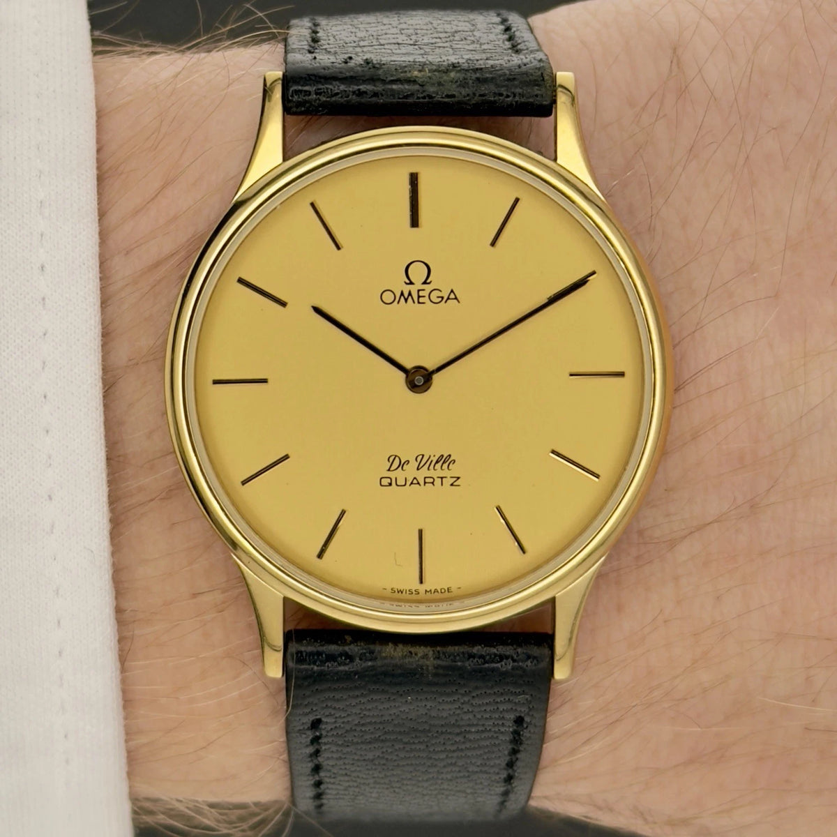 Vintage 1980 Omega De Ville Quartz - Gold Dial - Ref 191.0130